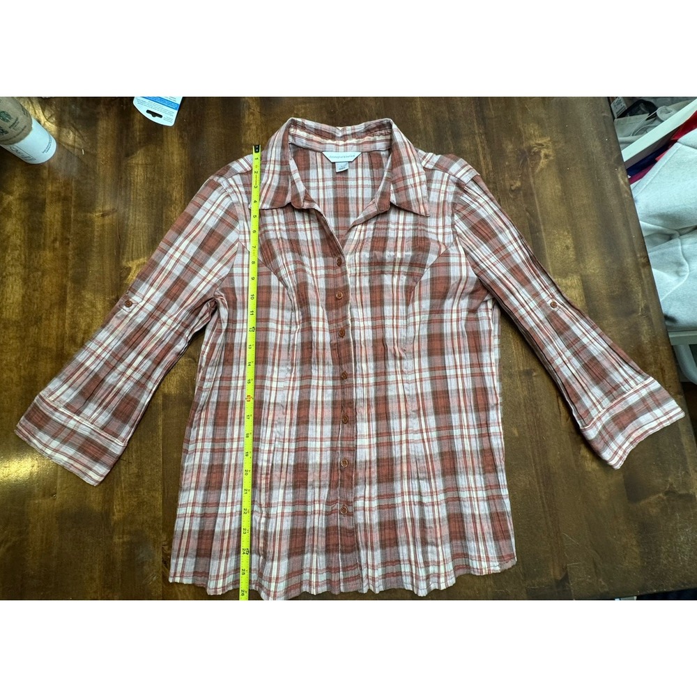 Christopher Banks Women's Multicolor Button Up Crinkle Top Shirt Blouse Sz Large